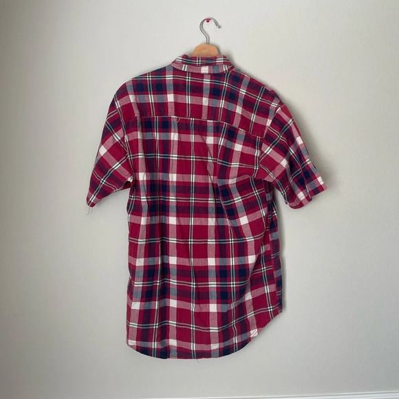 The Disney Store Vintage Mickey Mouse Red Plaid Button Down Short Sleeve Shirt M - Picture 3 of 9